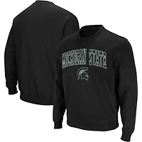Men's Colosseum Black Michigan State Spartans Arch & Logo Crew Neck Sweatshirt