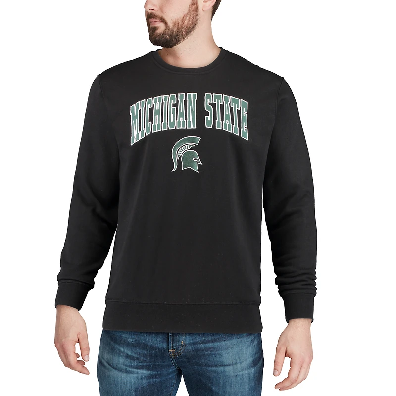 Sweat-shirt à col rond avec logo et arc des Spartans de l'État du Michigan, Colosseum, noir pour hommes