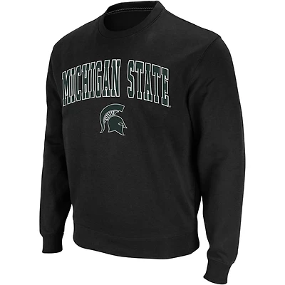 Men's Colosseum Michigan State Spartans Arch & Logo Crew Neck Sweatshirt