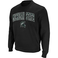 Men's Colosseum Michigan State Spartans Arch & Logo Crew Neck Sweatshirt