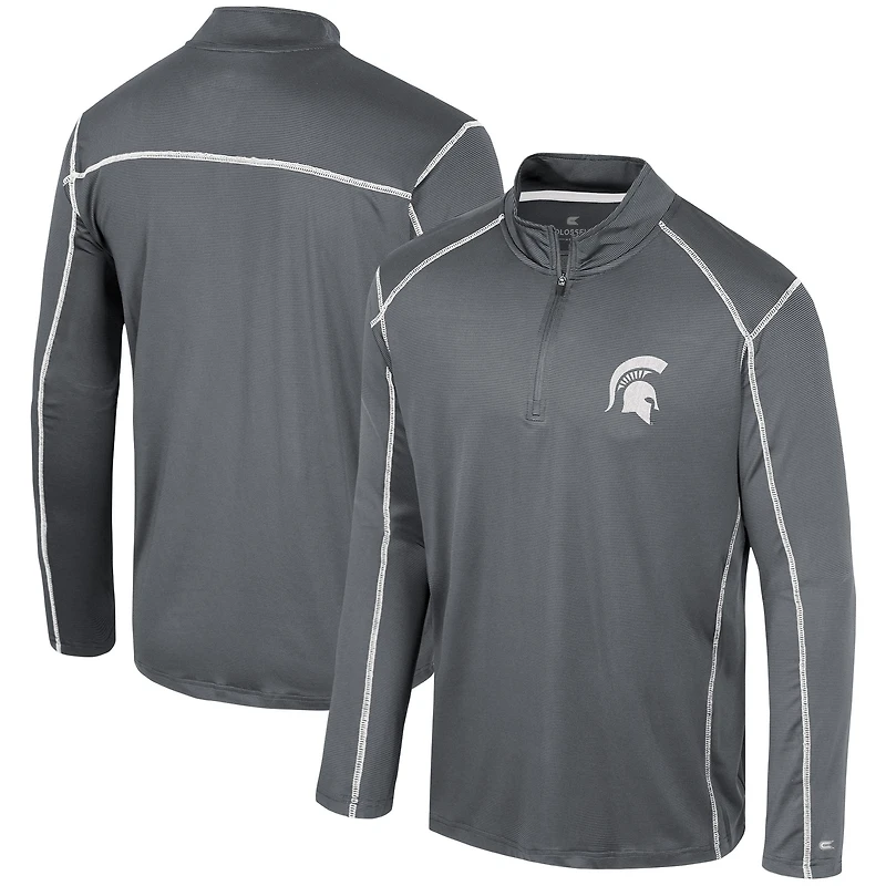 Coupe-vent Colosseum noir Michigan State Spartans Cameron pour hommes avec quart de zip