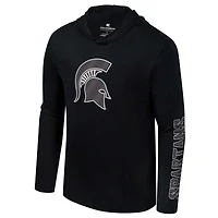 Men's Colosseum Black Michigan State Spartans Color Pop Active Blend 2-Hit Long Sleeve Hooded T-Shirt
