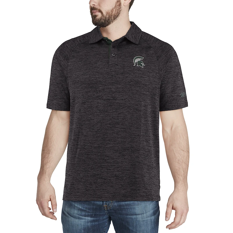 Men's Colosseum Black Michigan State Spartans Down Swing Polo