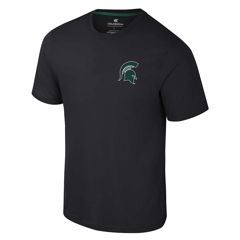 Men's Colosseum Black Michigan State Spartans Logo Lockup 2-Hit Active Blend T-Shirt