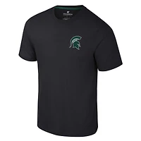 Men's Colosseum Black Michigan State Spartans Logo Lockup 2-Hit Active Blend T-Shirt