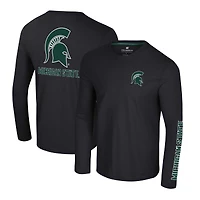 Men's Colosseum Black Michigan State Spartans Logo Lockup 3-Hit Active Blend Long Sleeve T-Shirt