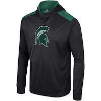 T-shirt à capuche manches longues pour hommes Colosseum noir Michigan State Spartans Warm Up