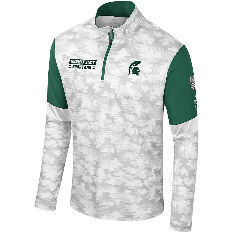 Men's Colosseum  Camo Michigan State Spartans OHT Military Appreciation Tomahawk Quarter-Zip Windshirt