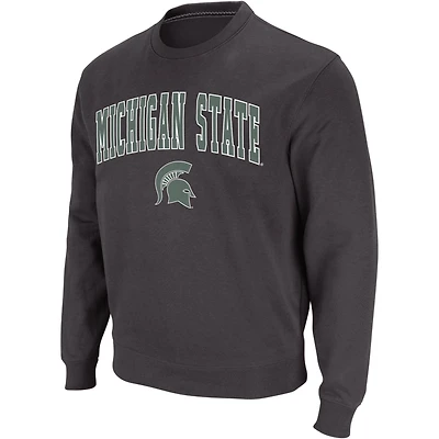 Men's Colosseum Michigan State Spartans Arch & Logo Crew Neck Sweatshirt