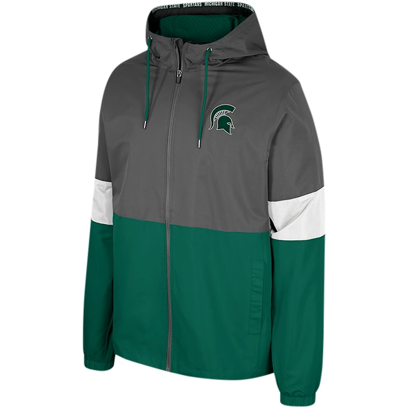 Veste entièrement zippée Colosseum Charcoal Michigan State Spartans Miles pour hommes