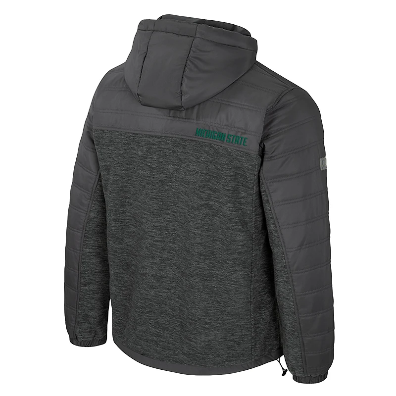 Men's Colosseum Charcoal Michigan State Spartans Nightman Full-Zip Hoodie Puffer Jacket