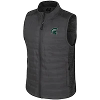 Men's Colosseum Charcoal Michigan State Spartans Nightman Full-Zip Puffer Vest
