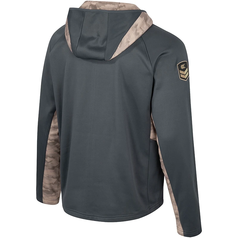 Men's Colosseum Charcoal Michigan State Spartans OHT Military Appreciation Camo Raglan Full-Zip Hoodie