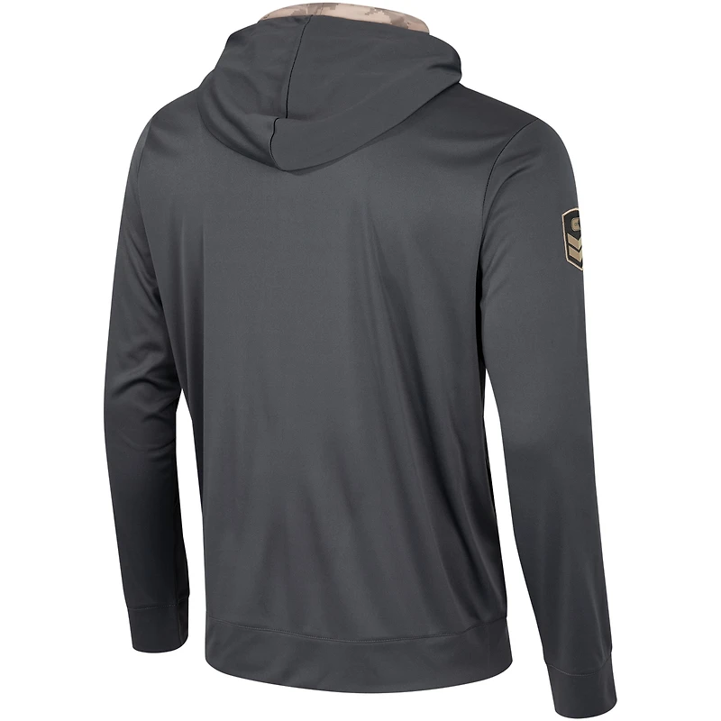 Men's Colosseum Charcoal Michigan State Spartans OHT Military Appreciation Long Sleeve Hoodie T-Shirt