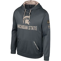 Sweat à capuche pour hommes Colosseum Charcoal Michigan State Spartans OHT Military Appréciation