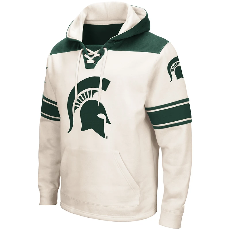 Men's Colosseum Cream Michigan State Spartans 2.0 Lace-Up Pullover Hoodie