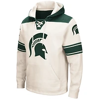 Men's Colosseum Cream Michigan State Spartans 2.0 Lace-Up Pullover Hoodie