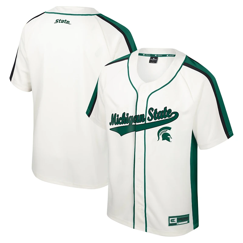 Maillot de baseball boutonné Ruth des Michigan State Spartans Colosseum crème pour hommes