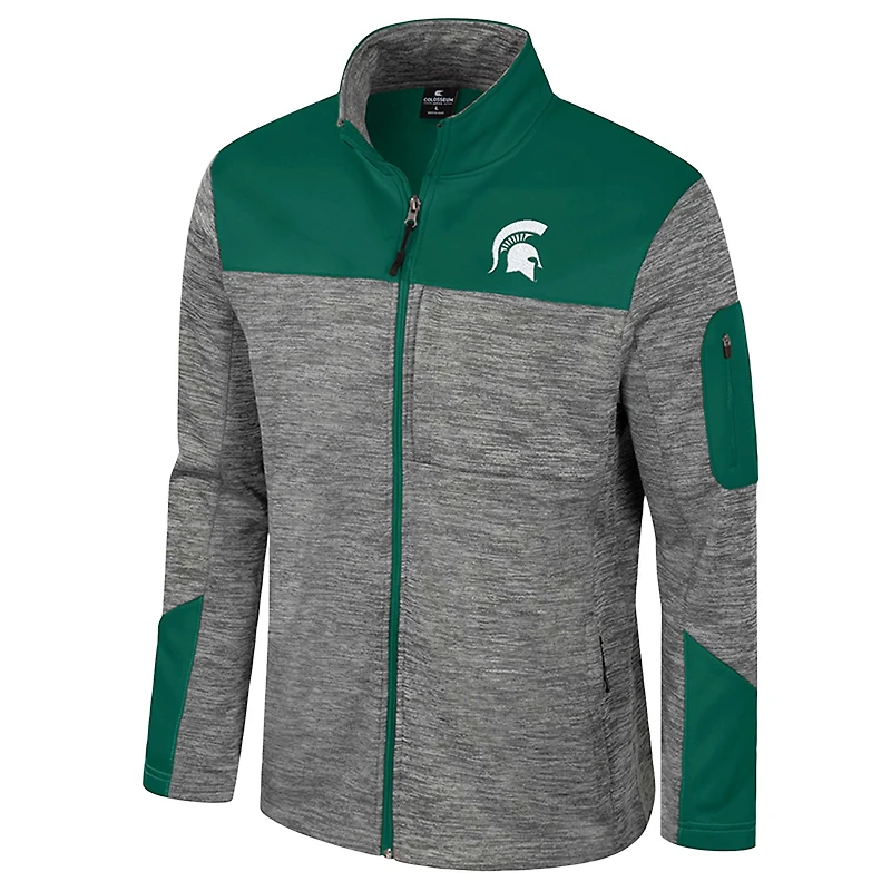Veste zippée complète pour homme Colosseum gris/vert Michigan State Spartans Guard