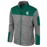 Veste zippée complète pour homme Colosseum gris/vert Michigan State Spartans Guard
