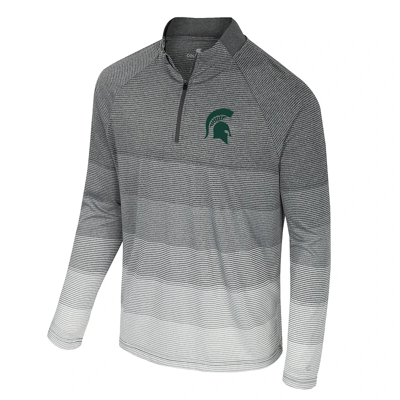 Men's Colosseum  Gray Michigan State Spartans AI Striped Mesh Quarter-Zip Raglan Windshirt