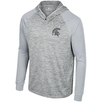 Men's Colosseum Gray Michigan State Spartans Cybernetic Raglan Quarter-Zip Hooded Top