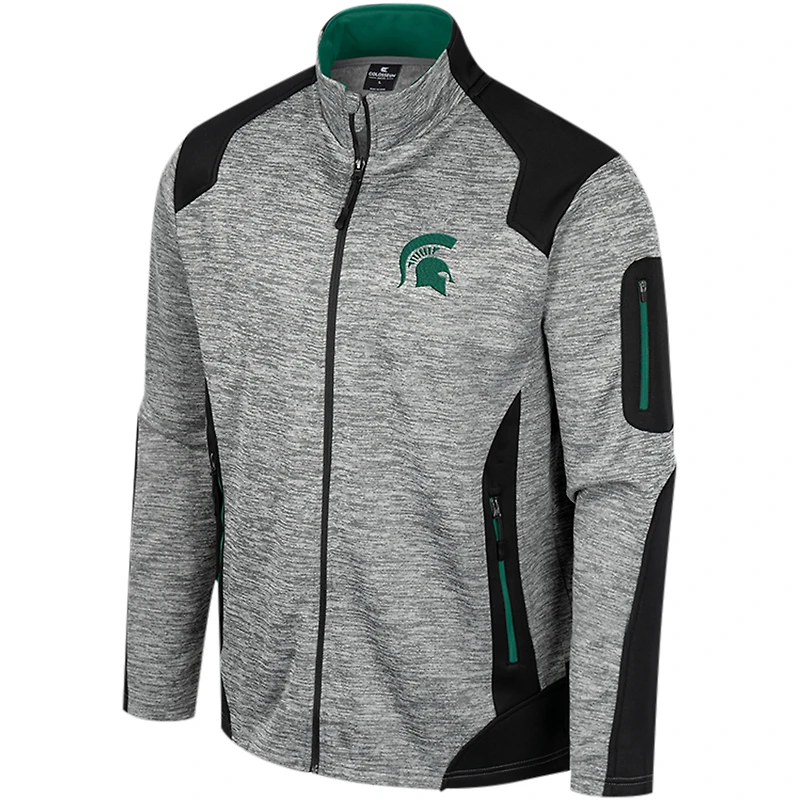 Veste entièrement zippée Colosseum Grey Michigan State Spartans Silberman pour hommes