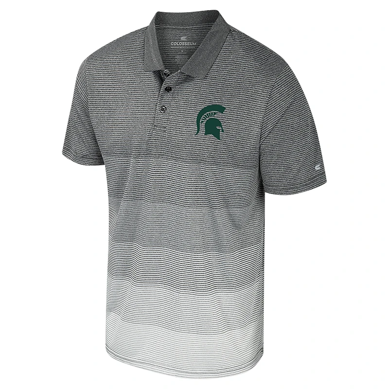 Men's Colosseum Gray Michigan State Spartans Striped Mesh Polo