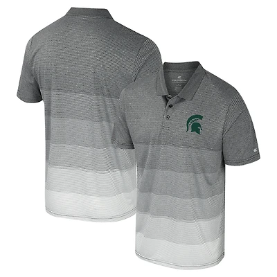 Polo en maille rayée pour hommes, gris Colosseum, Michigan State Spartans
