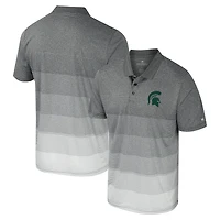 Polo en maille rayée pour hommes, gris Colosseum, Michigan State Spartans