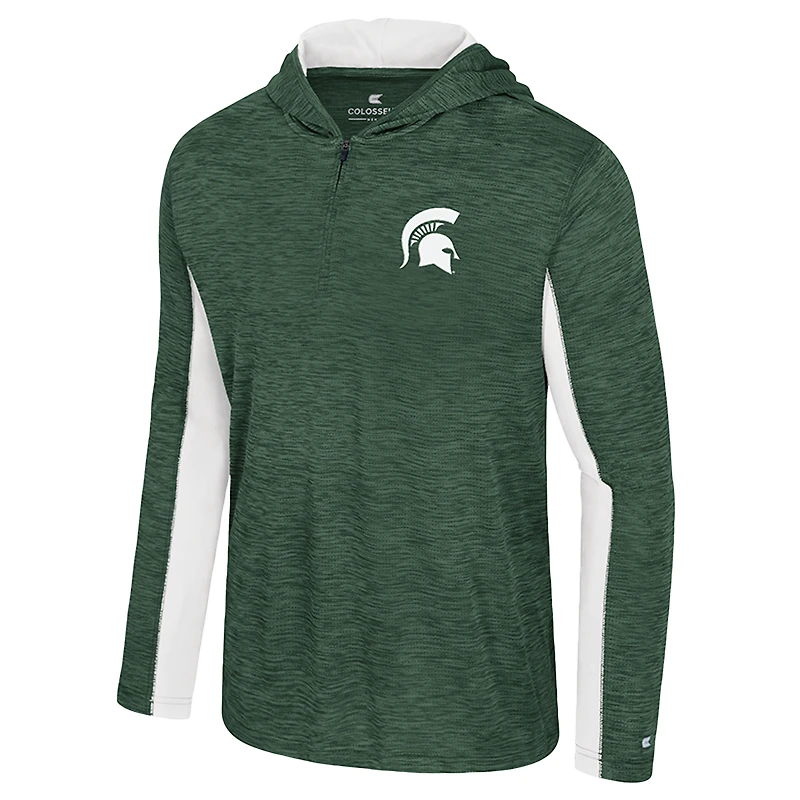Men's Colosseum Green Michigan State Spartans Always Sunny Quarter-Zip Hoodie
