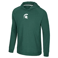 Men's Colosseum Green Michigan State Spartans Back Business Long Sleeve Raglan Hooded T-Shirt
