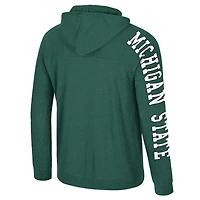 Men's Colosseum Green Michigan State Spartans Back Business Long Sleeve Raglan Hooded T-Shirt