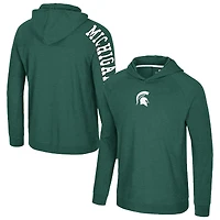 Men's Colosseum Green Michigan State Spartans Back Business Long Sleeve Raglan Hooded T-Shirt