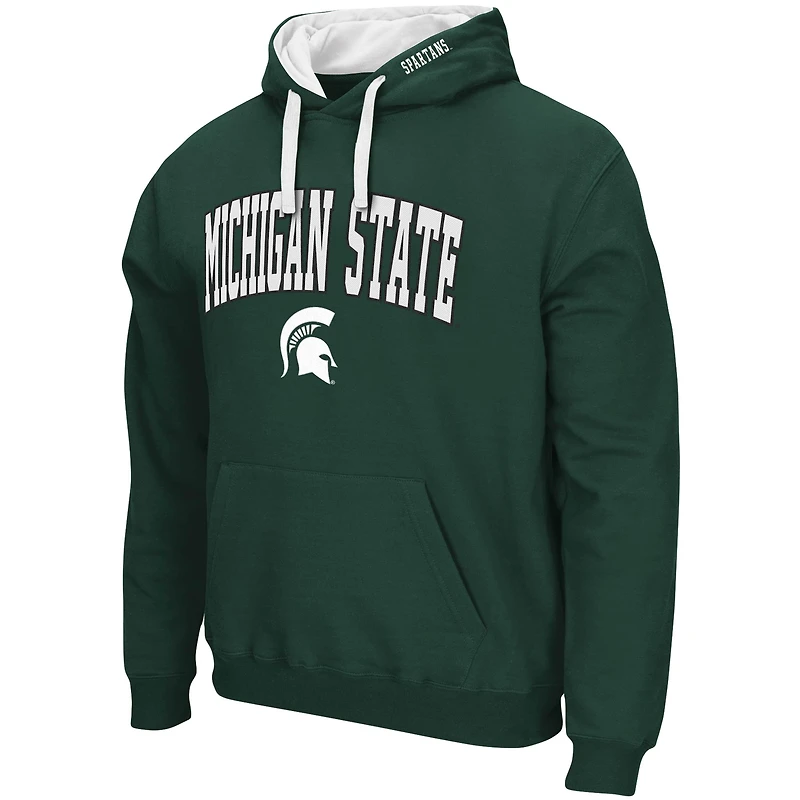 Men's Colosseum Green Michigan State Spartans Big & Tall Arch Logo 2.0 Pullover Hoodie