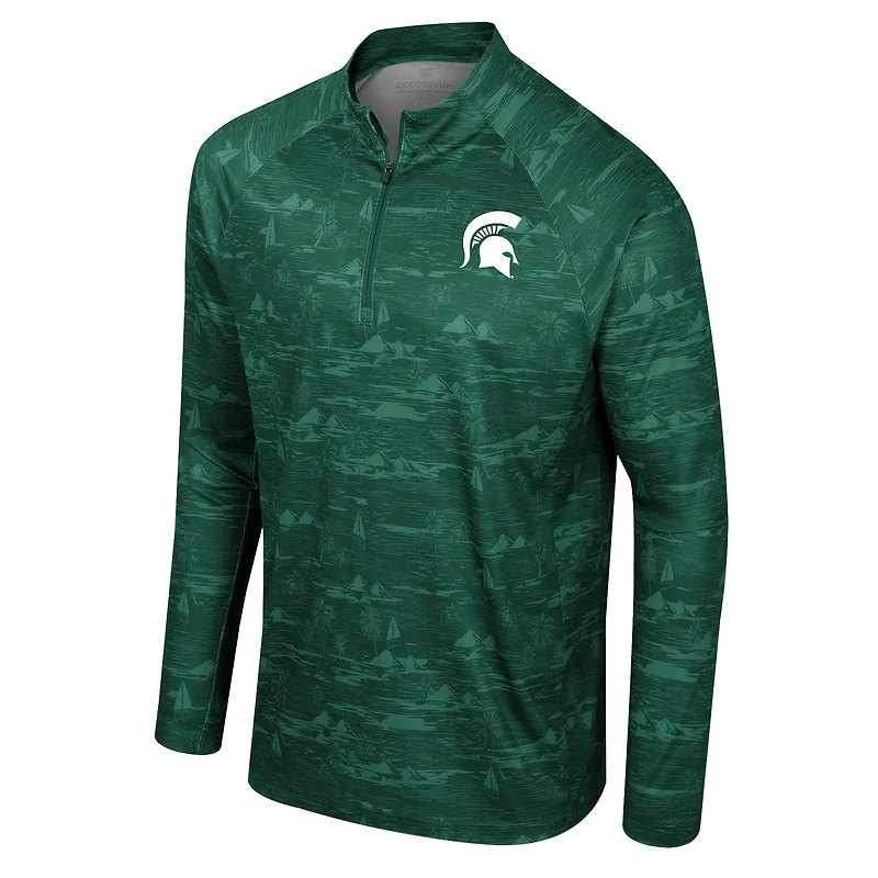 Men's Colosseum Green Michigan State Spartans Carson Raglan Quarter-Zip Jacket
