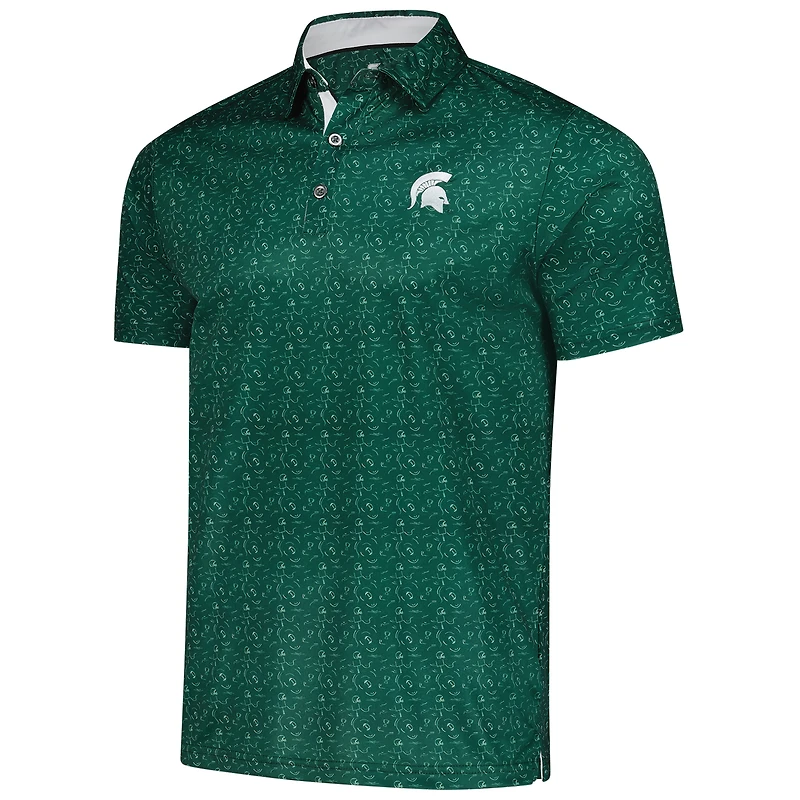 Men's Colosseum  Green Michigan State Spartans Football Print Polo