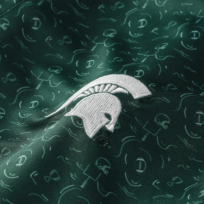 Polo imprimé football vert Colosseum pour homme, Michigan State Spartans