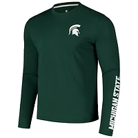 Men's Colosseum Green Michigan State Spartans Logo Lockup 3-Hit Active Blend Long Sleeve T-Shirt