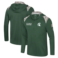 Men's Colosseum Green Michigan State Spartans OHT Military Appreciation Quarter-Zip Hoodie Jacket