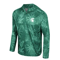 Haut à capuche léger avec fermeture éclair sur un quart de pouce imprimé Colosseum Green Michigan State Spartans Palms pour hommes
