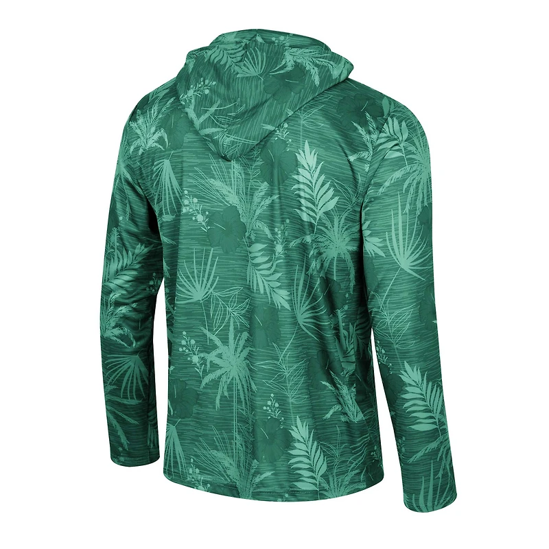 Haut à capuche léger avec fermeture éclair sur un quart de pouce imprimé Colosseum Green Michigan State Spartans Palms pour hommes