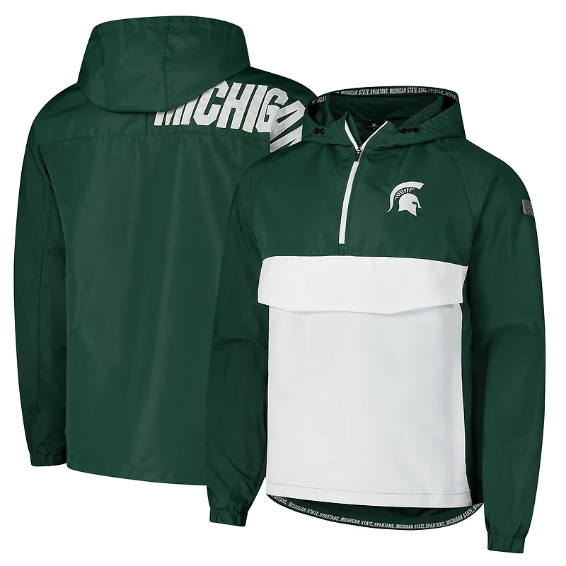 Veste anorak à demi-zip Reloaded Michigan State Spartans vert Colosseum pour homme