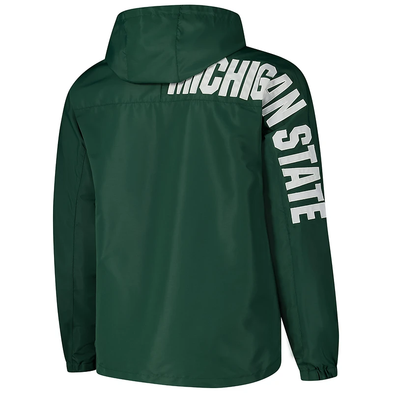 Veste anorak à demi-zip Reloaded Michigan State Spartans vert Colosseum pour homme