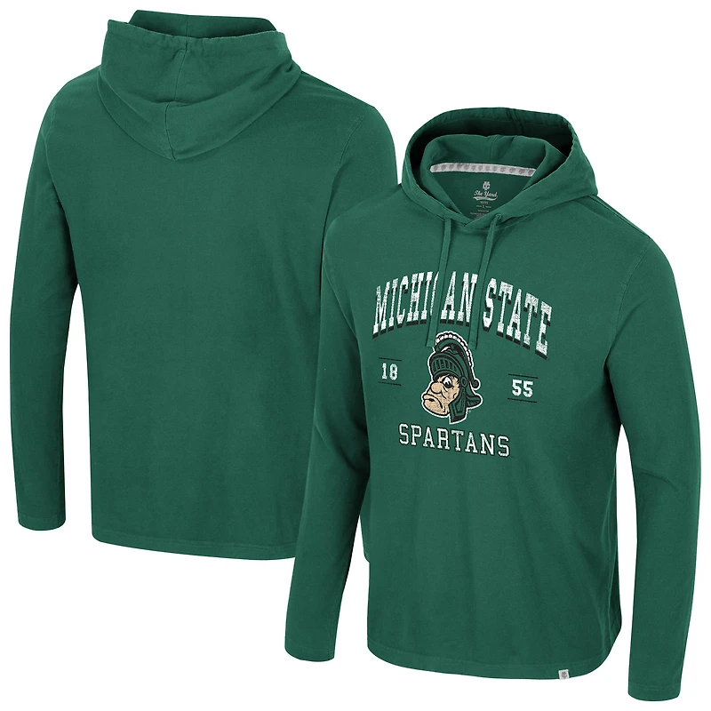Sweat à capuche délavé vert Colosseum pour homme des Spartans de l'État du Michigan Simoleans
