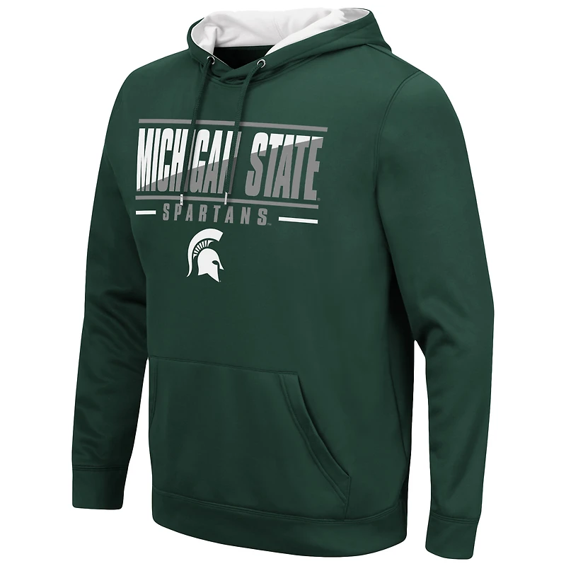 Men's Colosseum Green Michigan State Spartans Slash Stack 2.0 Pullover Hoodie