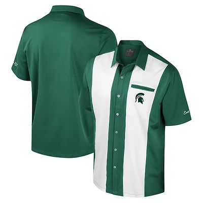 Chemise boutonnée de bowling pour homme, vert Colosseum, Michigan State Spartans Strike