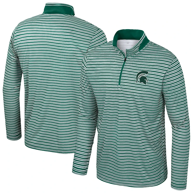 Haut rayé à glissière quart de tour pour homme, vert Colosseum, Michigan State Spartans