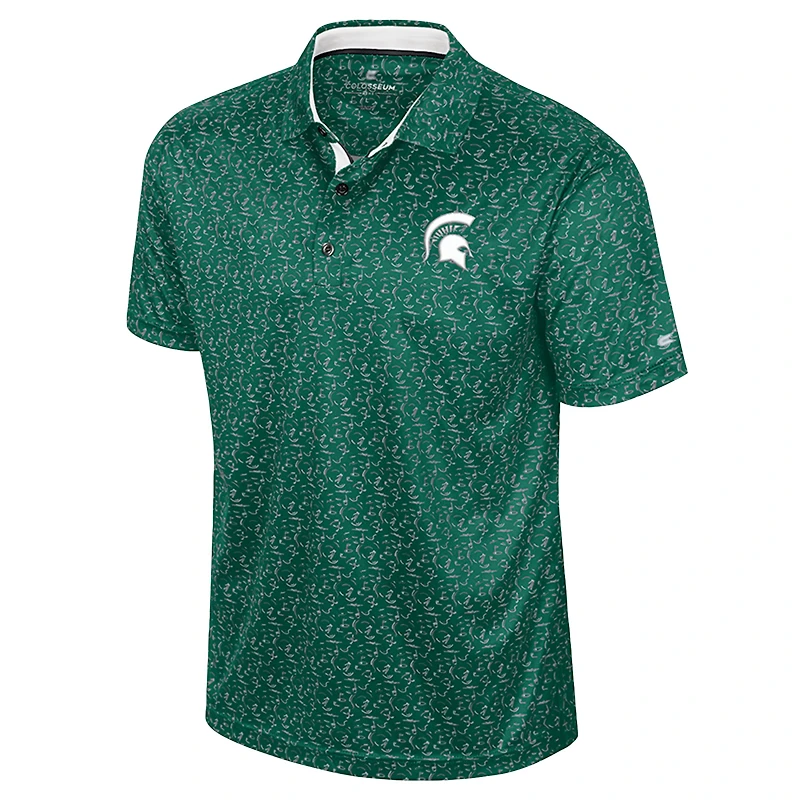 Polo de golf sublimé pour homme Michigan State Spartans, vert Colosseum