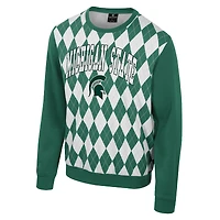 Men's Colosseum Green Michigan State Spartans The Dealio Argyle Pullover Sweatshirt